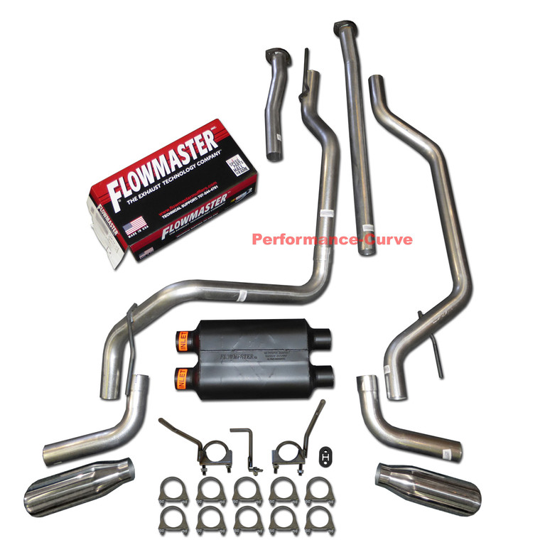 2009 - 2020 Toyota Tundra Dual Exhaust Kit w/ Flowmaster Super 44 Muffler - Side Exit Polished Tips