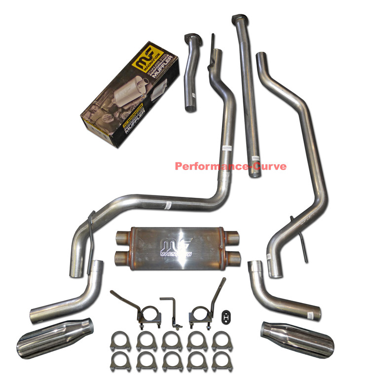 2009 - 2020 Toyota Tundra Performance Dual Exhaust Kit w/ 18" Magnaflow Muffler - Side Exit Polished Tips