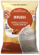 Big Train Vivaz Horchata Blended Crème Frappe Mix has quickly become one of our top flavors! Our creamy VIVAZ (pronounced "vee-vaz") Horchata base starts with nonfat milk and real sugar. We add rice flour for a traditional horchata experience and texture, then sprinkle it with cinnamon and other natural flavors. Enjoy our delicious horchata mix on its own, or top with whipped cream for an indulgent finish. Our VIVAZ Horchata Drink Mix is full of rich flavor and is caffeine-free. Serve hot, iced, or blended.