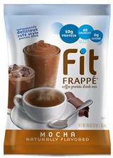 Our chocolaty coffee-flavored Fit Frappé Mocha Mix combines vital nutrients and protein with a supercharged caffeine boost to invigorate and satisfy. We’ve carefully blended Fit Frappé with calcium caseinate, a slow-releasing protein your body can use throughout the day. Our Mocha Fit Frappé is loaded with 20 grams of protein, and contains only 130 calories and less than 1 gram of sugar per 16 oz. serving Whether you drink it as an on-the-go meal replacement, filling snack or coffee alternative, with Fit Frappé you can feel good about what you put in your body. Our powerhouse Fit Frappé Mocha Protein Drink Mix is packed with vitamins, minerals and protein. It’s also gluten-free and contains no added sugars, hydrogenated oils or trans fats to slow you down. Kosher-Dairy certified.