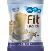 Fit Frappé is an outrageously delicious cafe-style protein drink perfect for your morning routine, your afternoon pick-me-up or an anytime snack. Our rich-tasting Vanilla Fit Frappé Mix combines vital nutrients with a supercharged protein boost to invigorate and satisfy. We’ve blended Fit Frappé with calcium caseinate, a slow-releasing protein your body can use throughout the day. We’ve loaded up our Vanilla Fit Frappé with 20 grams of protein, and it contains only 130 calories and less than 1 gram of sugar. Any way you mix it up, Fit Frappé delivers an energizing boost when you need it. Our naturally flavored caffeine-free Fit Frappé Vanilla Protein Drink Mix is packed with vitamins, minerals and protein. It’s also gluten-free and contains no added sugars, hydrogenated oils or trans fats to slow you down. Kosher-Dairy certified, and shelf-stable.