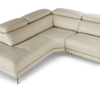 Bergamo Leather Two Power Recline 151" Sectional-Stone