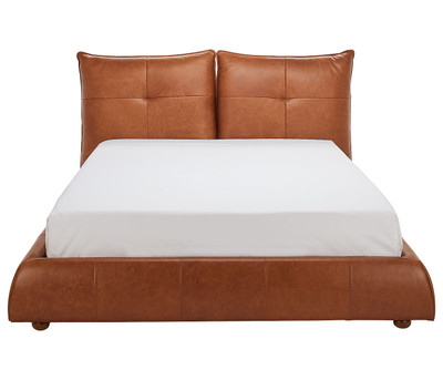Silva Leather Platform Bed-Camel