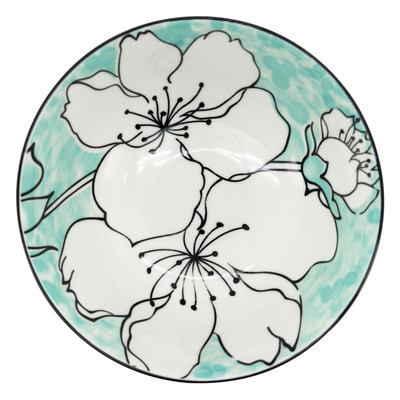 Kiri Bowl-Aqua Flowers