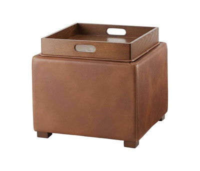 Felix Faux Leather Storage Ottoman-Tawny