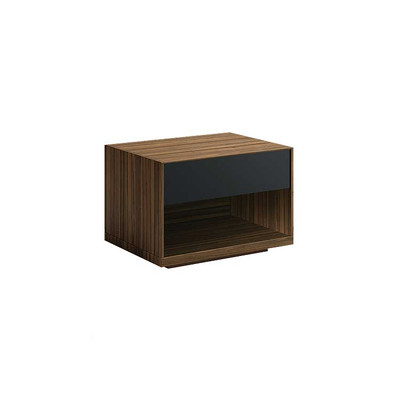 Grammercy Nightstand-1 Drawer- Smoked Walnut/Glass