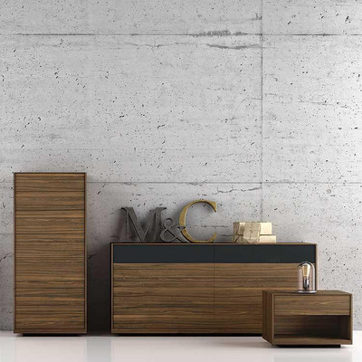 Grammercy Double Dresser- Smoked Walnut/Glass