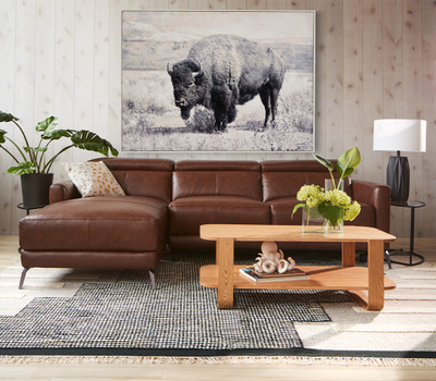 Lucas Leather Power Recline Sectional-Brown