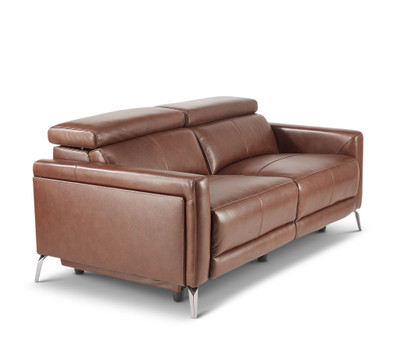 Clearance Lucas Leather Power Recline Loveseat-Brown