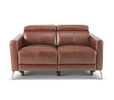 Clearance Lucas Leather Power Recline Loveseat-Brown