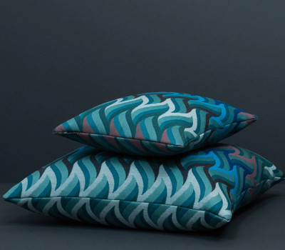 waves, blue, green, teal, aqua, wool, lumbar