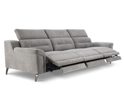 Spazio Fabric 3 Piece Power Recline Sofa-Steel Grey