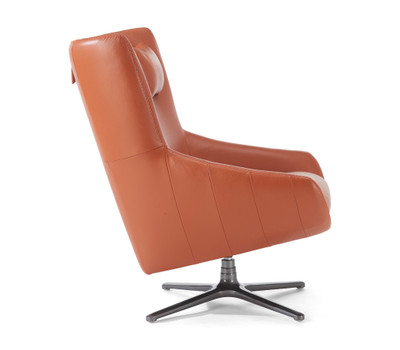 Alano Leather Swivel Chair-Orange Peel