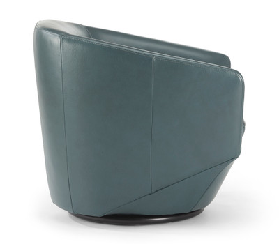 Gatano Leather Swivel Chair-Aegean Blue