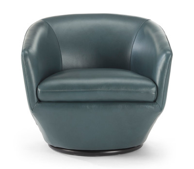Gatano Leather Swivel Chair-Aegean Blue