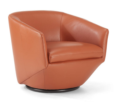 Gatano Leather Swivel Chair-Orange Peel