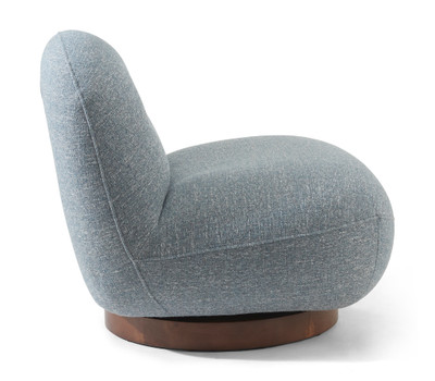 Porcini Fabric Swivel Chair-Rain Blue