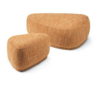 Roccia Small Fabric Ottoman-Mustard