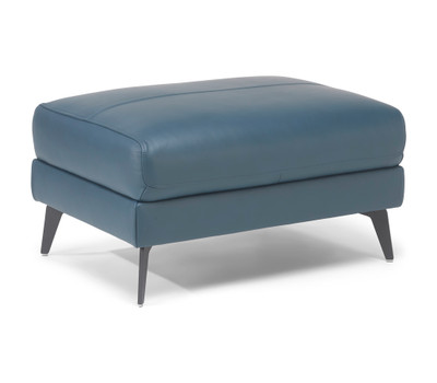 Canali Leather Ottoman-Ocean Blue