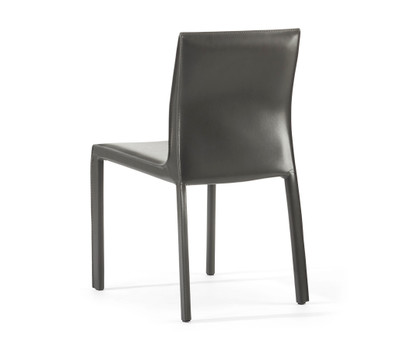 Chiara Leather Side Chair-Dark Grey