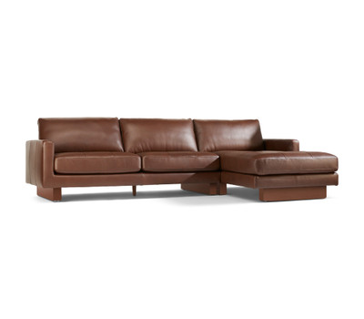 Trento Leather Sectional-Brown