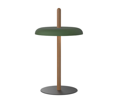Nivel LED Table Lamp-Walnut/Green