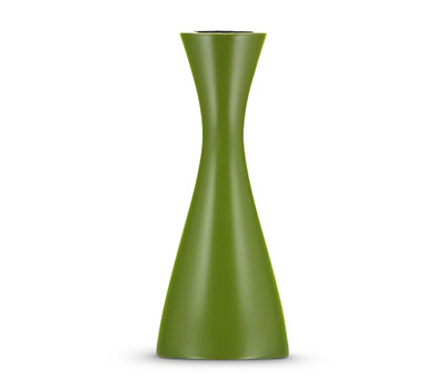 5.9" Medium Wood Candle Holder-Olive Green