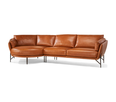 Calia Italia Venere Leather Sectional-Cognac