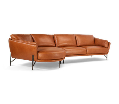 Calia Italia Venere Leather Sectional-Cognac