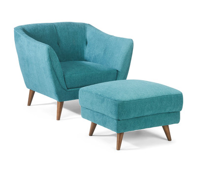 Lucile Fabric Arm Chair-Blue