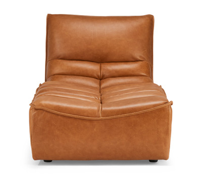 Calia Italia Zip Leather Chaise-Cognac