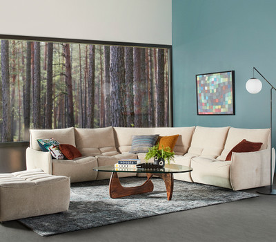 Calia Italia Zip Fabric 4 Piece Sectional-Sabbia - Kasala