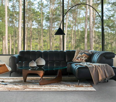 Natuzzi Mondeo Leather 4 Piece Side-by-Side Power Recline w/Bumper-Black