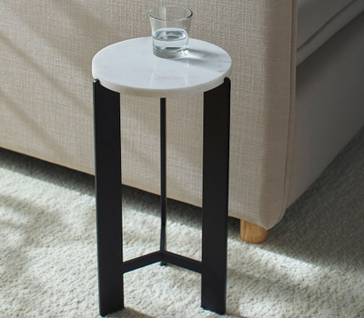 Trillium Side Table-White Marble