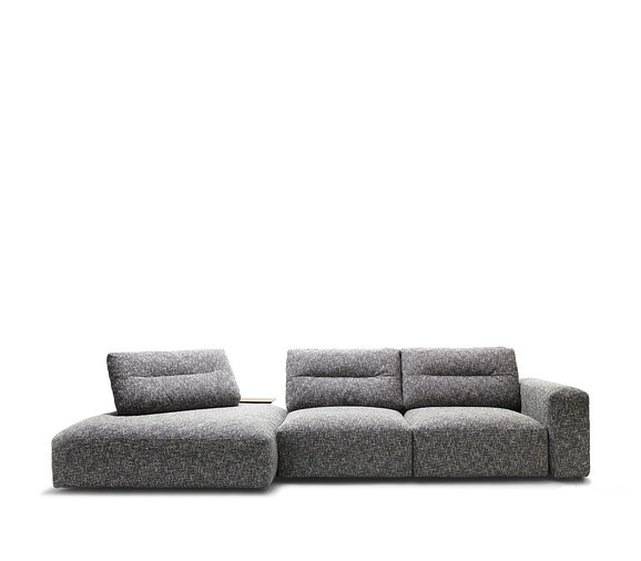 Two piece sectional in grey fabric.