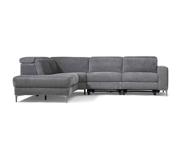 Romano Fabric Power Recline Sectional-Steel