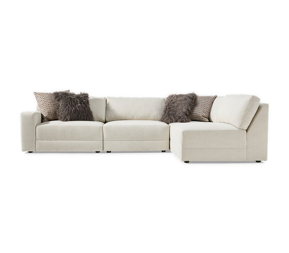 J Louis Saldana Fabric 4 Piece 1 Arm Sectional-Frost