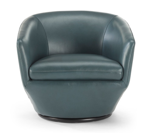 Gatano Leather Swivel Chair-Aegean Blue - Kasala