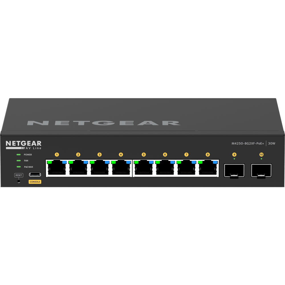 Netgear AV Line M4250-8G2XF-PoE+ Network Switch (GSM4210PX-100NAS