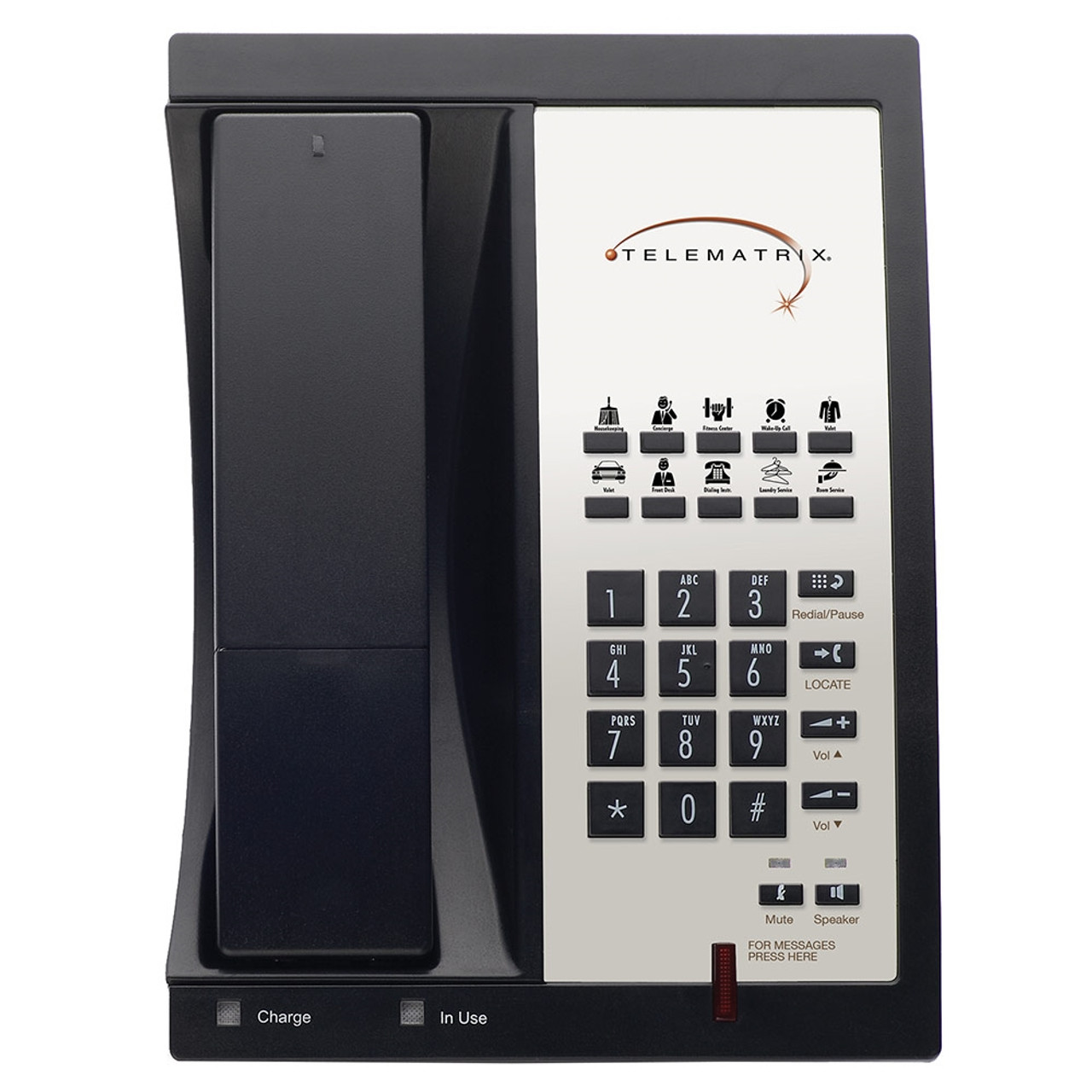 TeleMatrix 9600IPMWD Black 1-Line DECT Hotel IP Phone