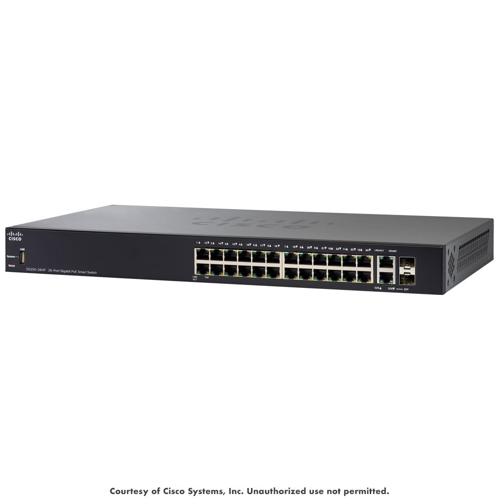 Cisco SG250-26HP 26-Port PoE+ 100W Gbit Smart Network Switch