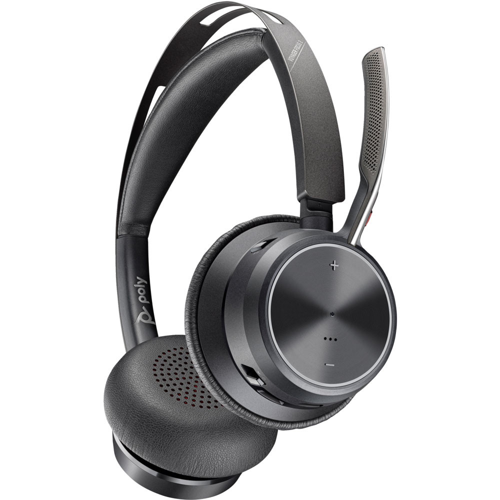 Poly Voyager Focus 2 with USB-C/A Adapter and Charging Stand