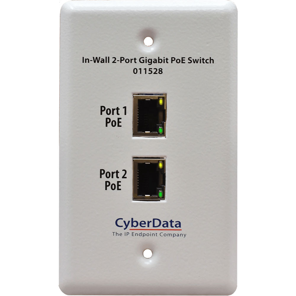 CyberData 011528 In-Wall 2-Port Gigabit PoE Switch - IP Phone