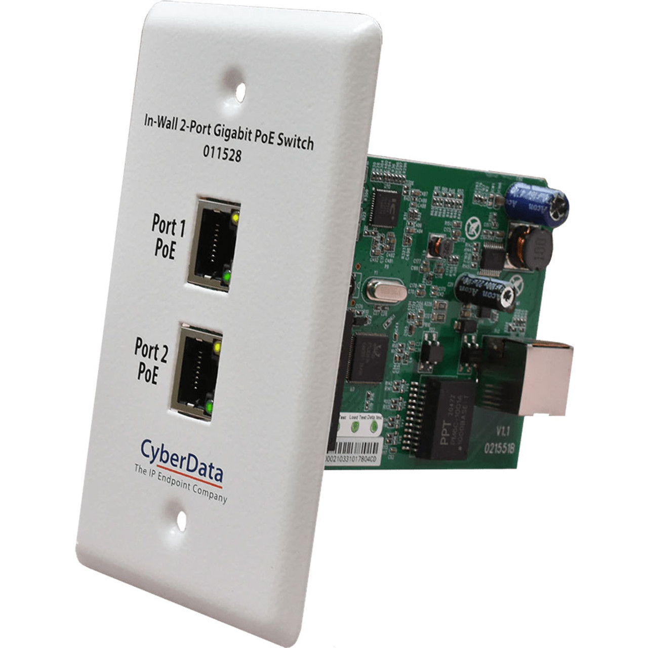 CyberData 2-Port PoE Gigabit Switch - switch - 2 ports - 011187