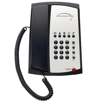 TeleMatrix 3100MW5 Black 1-Line Analog Hotel Phone TeleMatrix 3100MW5 Black 1-Line Analog Hotel Phone