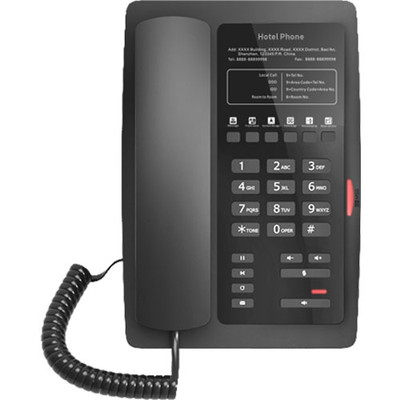 Fanvil H3W Wi-Fi IP Hotel Phone in Black, Front Fanvil H3W Wi-Fi IP Hotel Phone in Black, Front