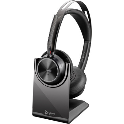 Poly Voyager Focus 2 MS Bluetooth Headset on Charging Stand Poly Voyager Focus 2 MS Bluetooth Headset on Charging Stand