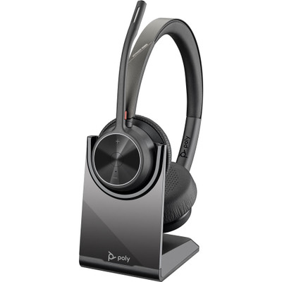 Poly Voyager 4320 UC Bluetooth Headset on Charge Stand Poly Voyager 4320 UC Bluetooth Headset on Charge Stand