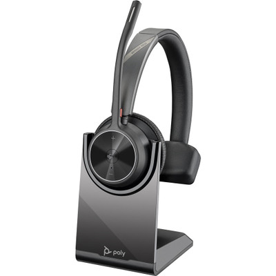 Poly Voyager 4310 UC Microsoft Teams Bluetooth Headset on Charge Stand Poly Voyager 4310 UC Microsoft Teams Bluetooth Headset on Charge Stand