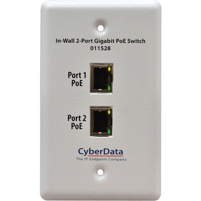 CyberData 011528 In-Wall PoE Switch, Front CyberData 011528 In-Wall PoE Switch, Front